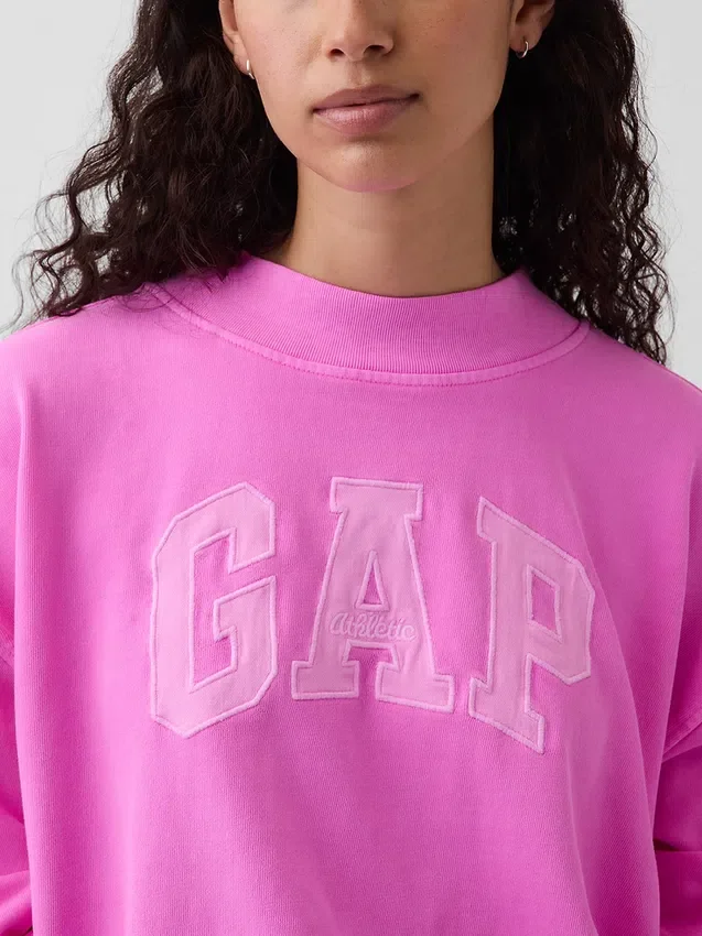 Vintagesoft Havlu Kumaş Oversized Yarım Yaka Logolu Sweatshirt