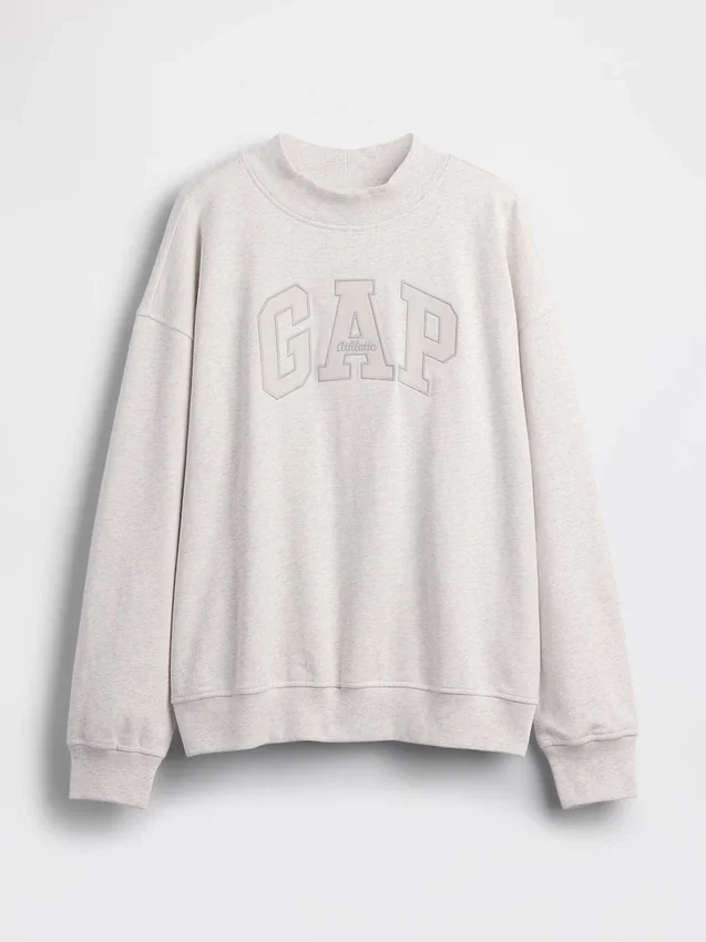 Vintagesoft Havlu Kumaş Oversized Yarım Yaka Logolu Sweatshirt