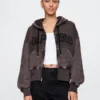 Vintagesoft Kama Kesim Fermuarlı Kapüşonlu Sweatshirt
