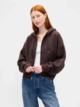 Vintagesoft Kama Kesim Fermuarlı Kapüşonlu Sweatshirt