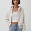 Vintagesoft Kama Kesim Fermuarlı Kapüşonlu Sweatshirt