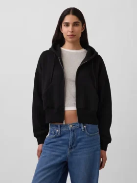 Vintagesoft Kama Kesim Fermuarlı Kapüşonlu Sweatshirt