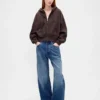 Vintagesoft Kama Kesim Fermuarlı Kapüşonlu Sweatshirt