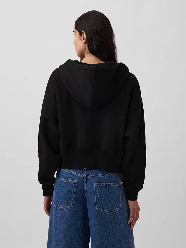 Vintagesoft Kama Kesim Fermuarlı Kapüşonlu Sweatshirt