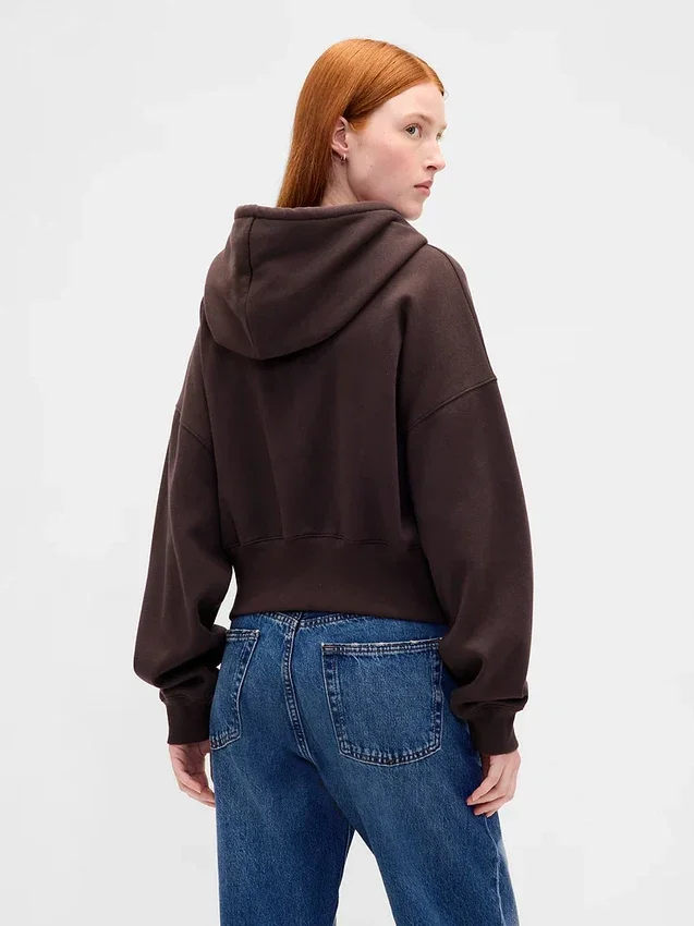 Vintagesoft Kama Kesim Fermuarlı Kapüşonlu Sweatshirt