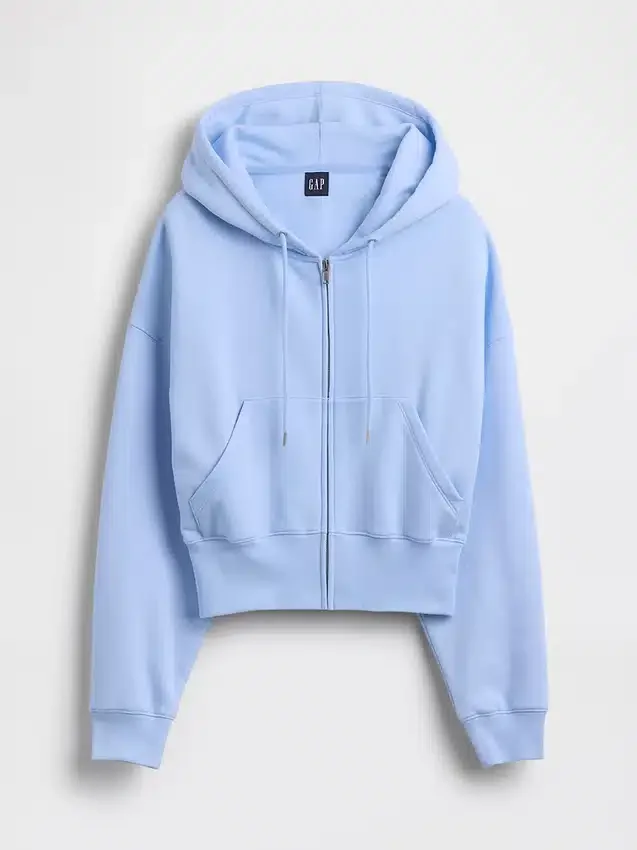 Vintagesoft Kama Kesim Fermuarlı Kapüşonlu Sweatshirt