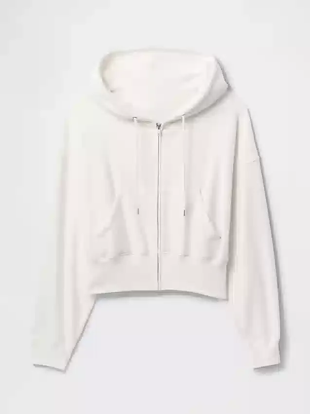 Vintagesoft Kama Kesim Fermuarlı Kapüşonlu Sweatshirt