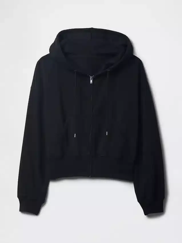 Vintagesoft Kama Kesim Fermuarlı Kapüşonlu Sweatshirt
