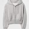 Vintagesoft Kama Kesim Fermuarlı Kapüşonlu Sweatshirt