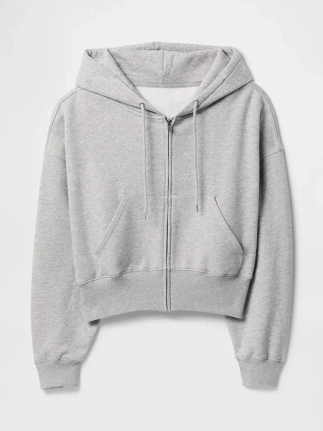 Vintagesoft Kama Kesim Fermuarlı Kapüşonlu Sweatshirt