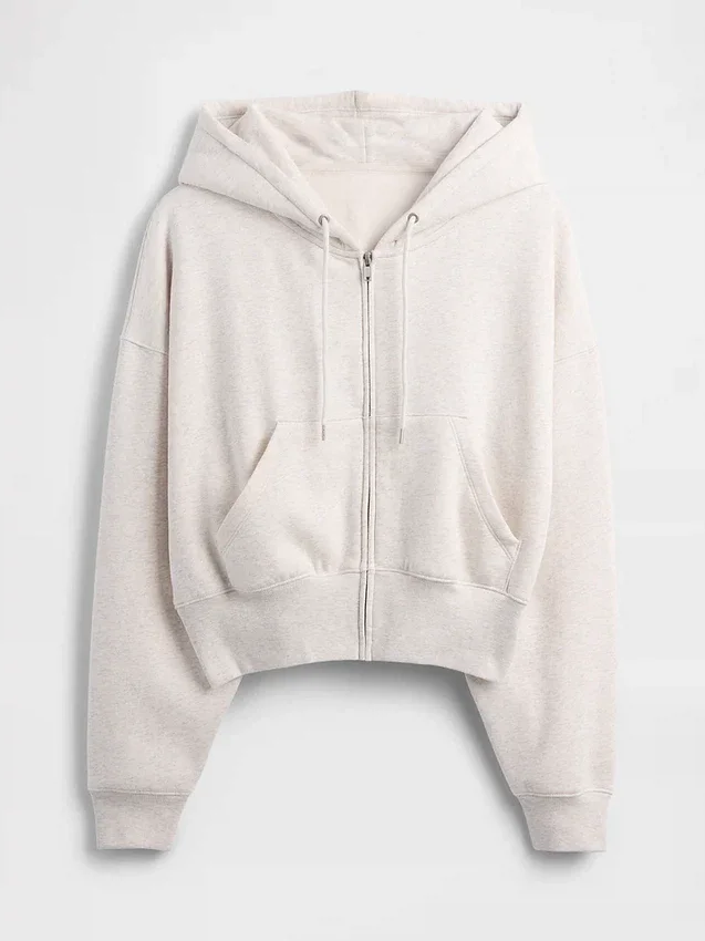 Vintagesoft Kama Kesim Fermuarlı Kapüşonlu Sweatshirt