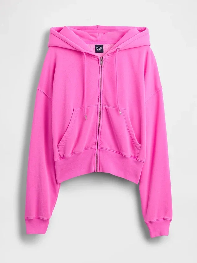 Vintagesoft Kama Kesim Fermuarlı Kapüşonlu Sweatshirt