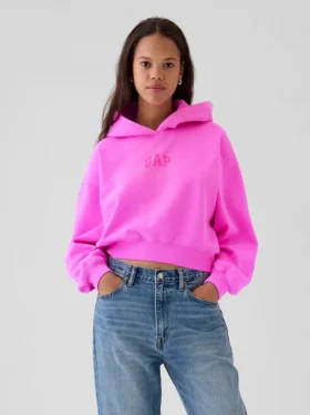 Vintagesoft Kısa Logo Kapüşonlu Sweatshirt