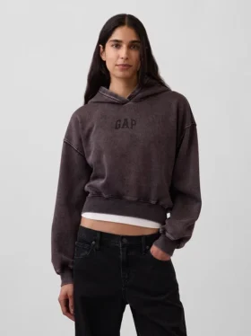 Vintagesoft Kısa Logo Kapüşonlu Sweatshirt