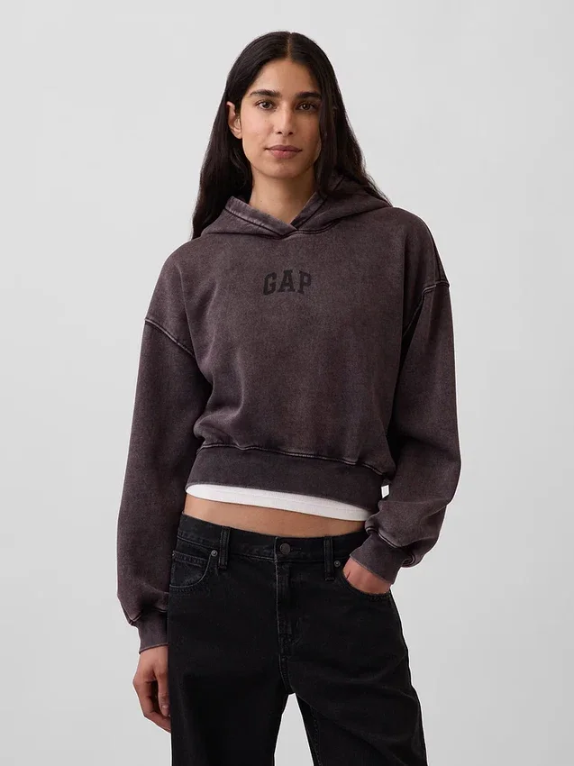 Vintagesoft Kısa Logo Kapüşonlu Sweatshirt