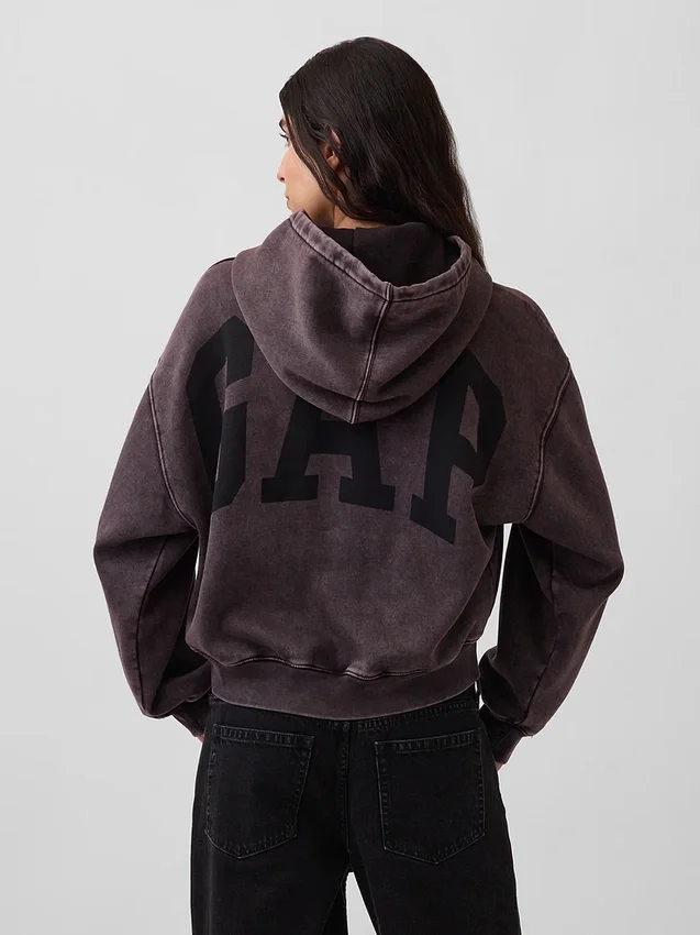 Vintagesoft Kısa Logo Kapüşonlu Sweatshirt