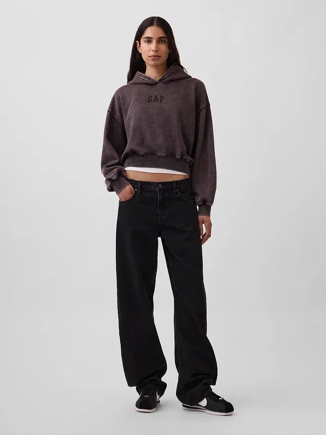 Vintagesoft Kısa Logo Kapüşonlu Sweatshirt