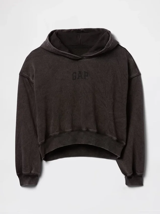 Vintagesoft Kısa Logo Kapüşonlu Sweatshirt