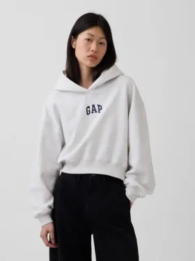 Vintagesoft Oversized Kısa Logo Kapüşonlu Sweatshirt