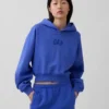Vintagesoft Oversized Kısa Logo Kapüşonlu Sweatshirt