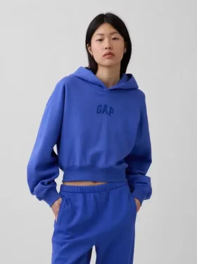 Vintagesoft Oversized Kısa Logo Kapüşonlu Sweatshirt