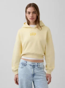 Vintagesoft Oversized Kısa Logo Kapüşonlu Sweatshirt