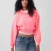 Vintagesoft Oversized Kısa Logo Kapüşonlu Sweatshirt