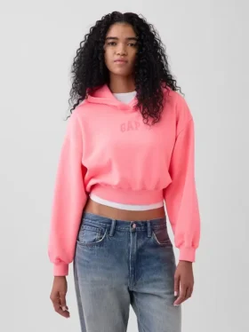 Vintagesoft Oversized Kısa Logo Kapüşonlu Sweatshirt