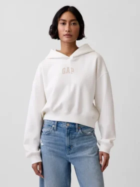 Vintagesoft Oversized Kısa Logo Kapüşonlu Sweatshirt