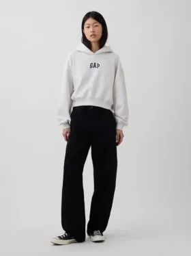 Vintagesoft Oversized Kısa Logo Kapüşonlu Sweatshirt