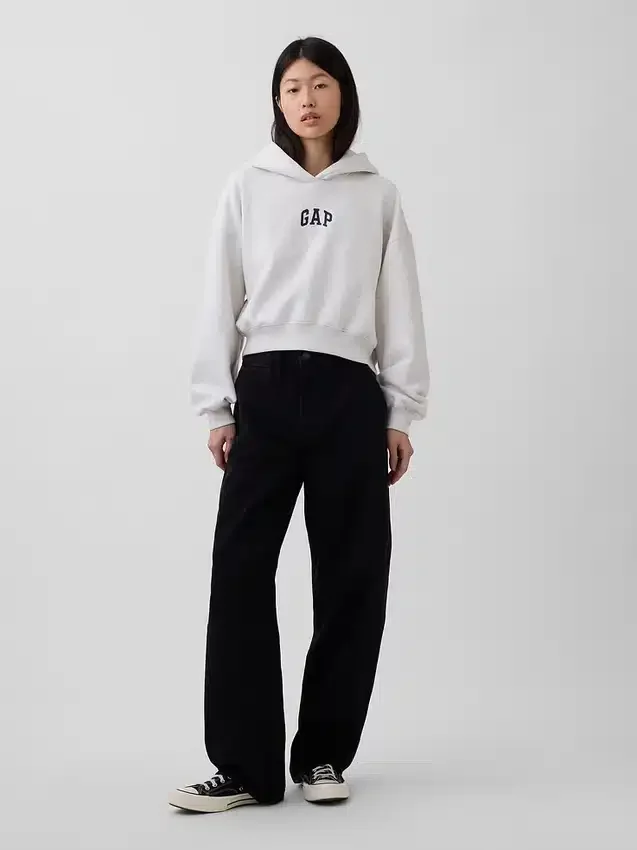 Vintagesoft Oversized Kısa Logo Kapüşonlu Sweatshirt