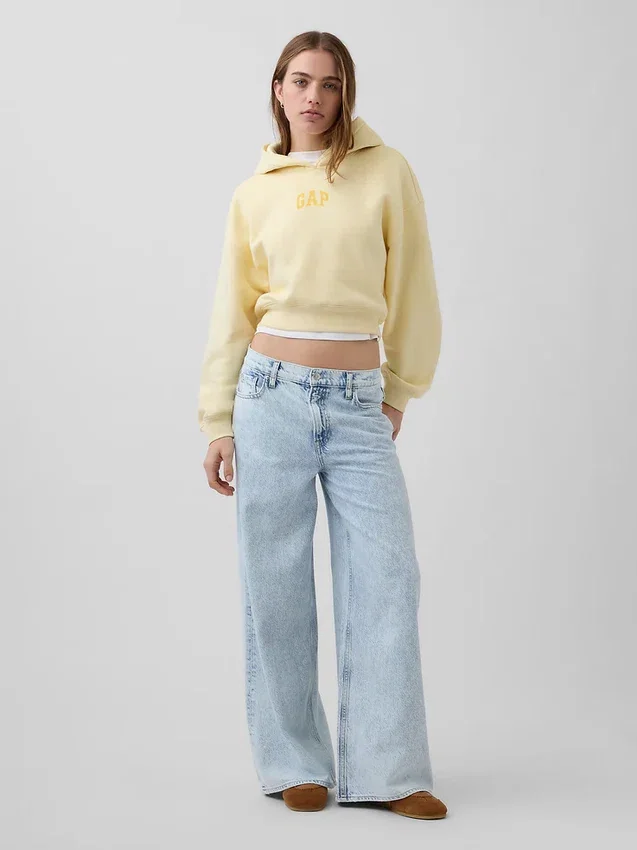Vintagesoft Oversized Kısa Logo Kapüşonlu Sweatshirt
