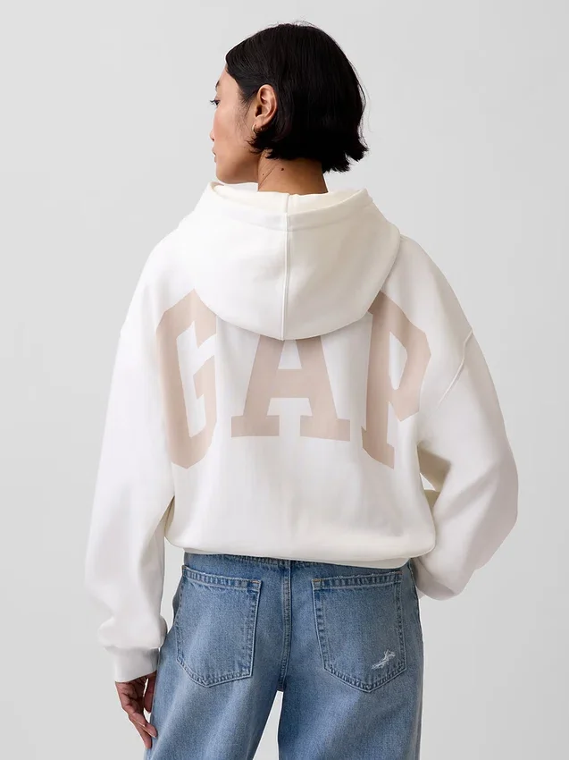 Vintagesoft Oversized Kısa Logo Kapüşonlu Sweatshirt