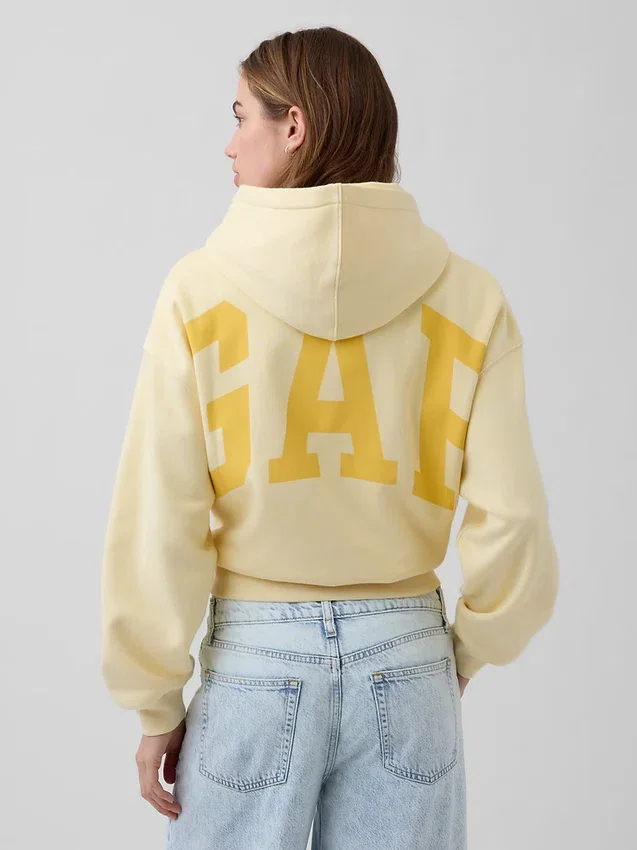 Vintagesoft Oversized Kısa Logo Kapüşonlu Sweatshirt