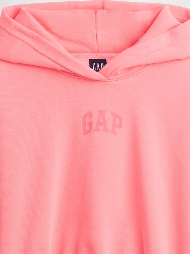 Vintagesoft Oversized Kısa Logo Kapüşonlu Sweatshirt