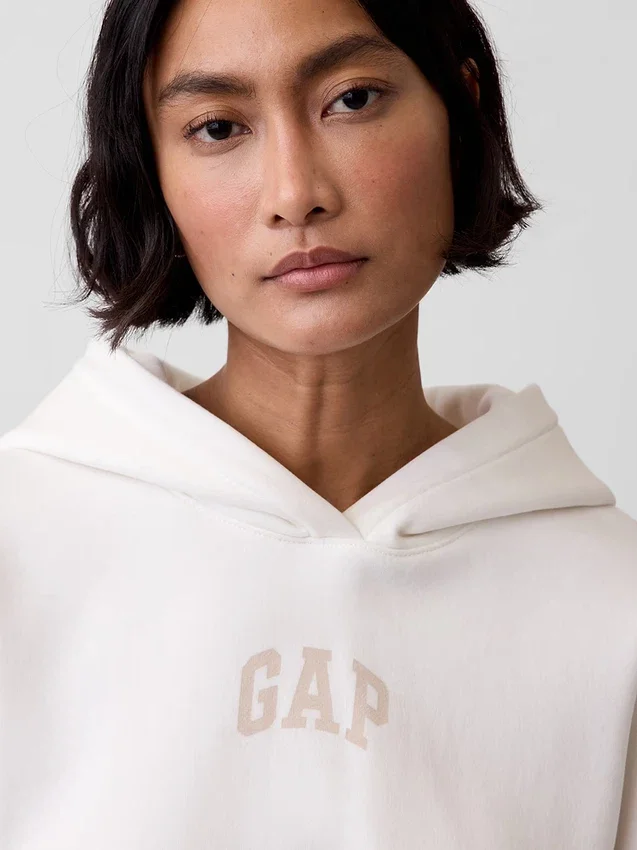 Vintagesoft Oversized Kısa Logo Kapüşonlu Sweatshirt