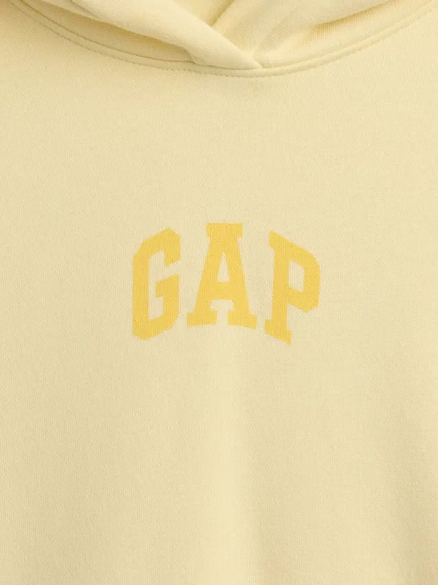 Vintagesoft Oversized Kısa Logo Kapüşonlu Sweatshirt