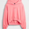 Vintagesoft Oversized Kısa Logo Kapüşonlu Sweatshirt