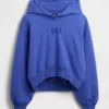 Vintagesoft Oversized Kısa Logo Kapüşonlu Sweatshirt