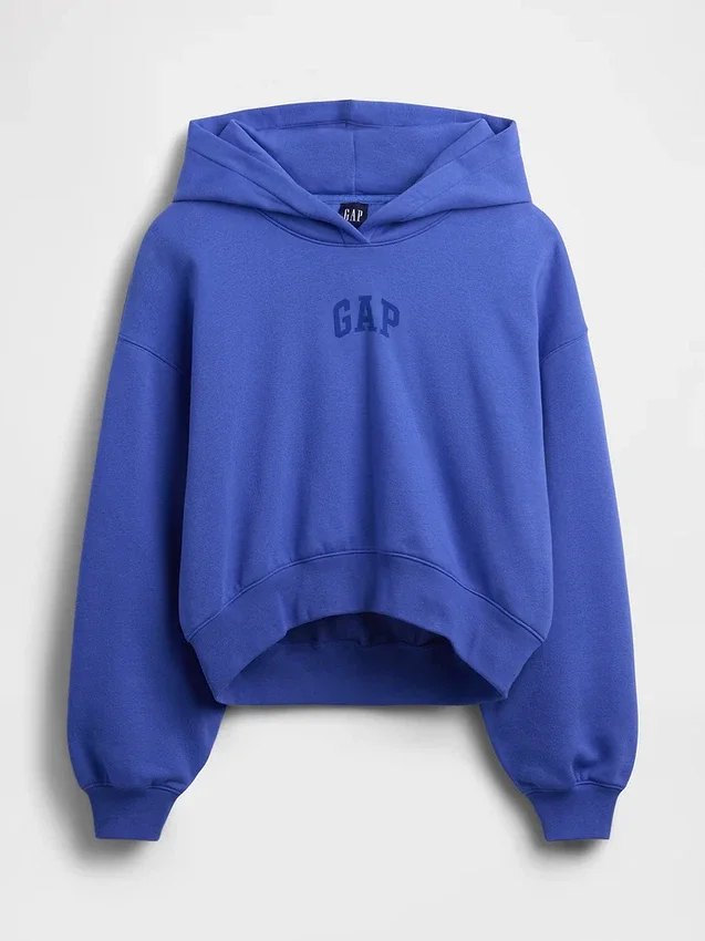Vintagesoft Oversized Kısa Logo Kapüşonlu Sweatshirt