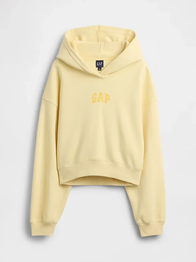 Vintagesoft Oversized Kısa Logo Kapüşonlu Sweatshirt