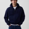 Vintagesoft Oversized Kısaltılmış Fermuarlı Kapüşonlu Sweatshirt