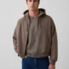 Vintagesoft Oversized Kısaltılmış Fermuarlı Kapüşonlu Sweatshirt