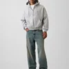Vintagesoft Oversized Kısaltılmış Fermuarlı Kapüşonlu Sweatshirt