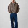 Vintagesoft Oversized Kısaltılmış Fermuarlı Kapüşonlu Sweatshirt