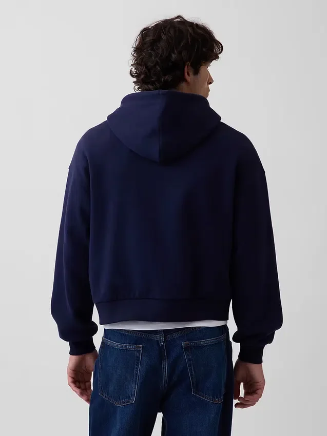 Vintagesoft Oversized Kısaltılmış Fermuarlı Kapüşonlu Sweatshirt
