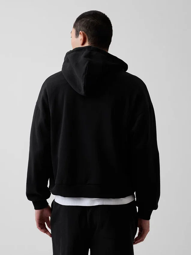 Vintagesoft Oversized Kısaltılmış Fermuarlı Kapüşonlu Sweatshirt