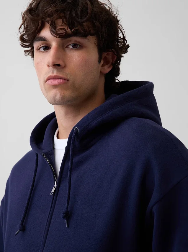 Vintagesoft Oversized Kısaltılmış Fermuarlı Kapüşonlu Sweatshirt