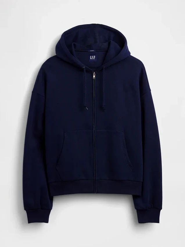 Vintagesoft Oversized Kısaltılmış Fermuarlı Kapüşonlu Sweatshirt