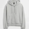 Vintagesoft Oversized Kısaltılmış Fermuarlı Kapüşonlu Sweatshirt
